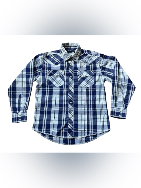 Wrangler Other - Wrangler Blue Plaid Pearl Snap Shirt Boys Large (10-12)